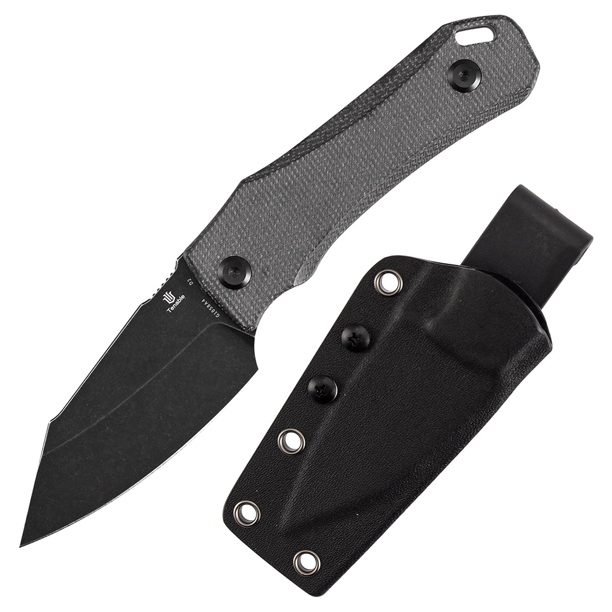 Tenable Loki Fixed Blade Knife |2.99" Blackwash D2 Blade | Black Micarta Handle | Steven Dunnuck Design | G1058A4