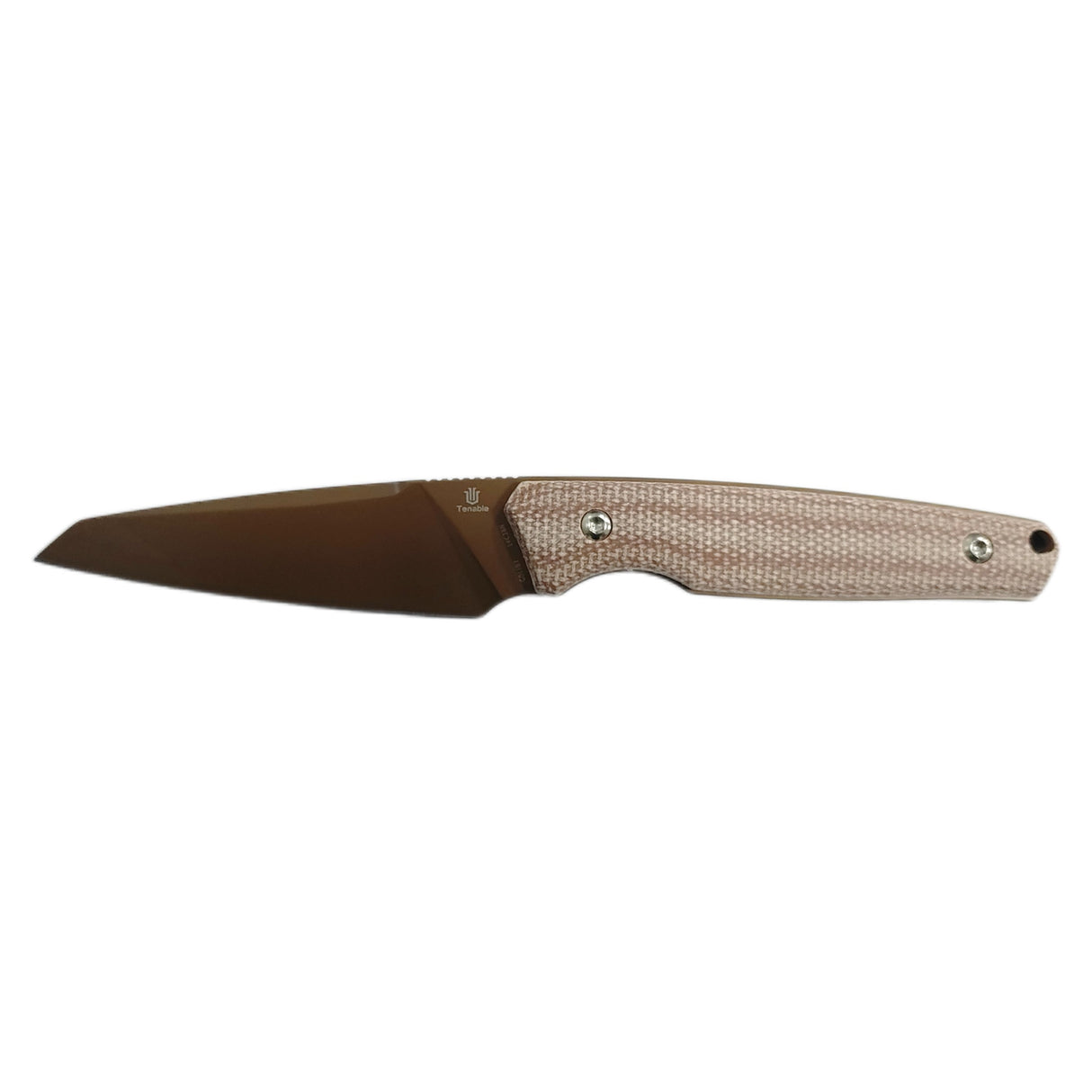 Pre-order: US orders will ship before Dec 10. |Tenable Outdoor Parr Fixed Blade-- 3.12'' Rose Gold Coated 14C28N Blade - Brown Micarta Handle - Jonathan Styles Design - G011B7