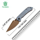 Tenable Fenrir Cross Bar Lock Folding Knife| Blue Micarta | 3.48" Rose Gold Coated Nitro-V Blade | Sparrow Knife Design | T1034V6
