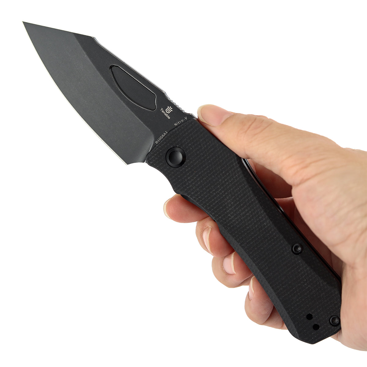 Tenable Loki Liner Lock Knife | 3.0" Blackwash Nitro-V Blade | Black Micarta Handle | Steven Dunnuck Design - B1058A1