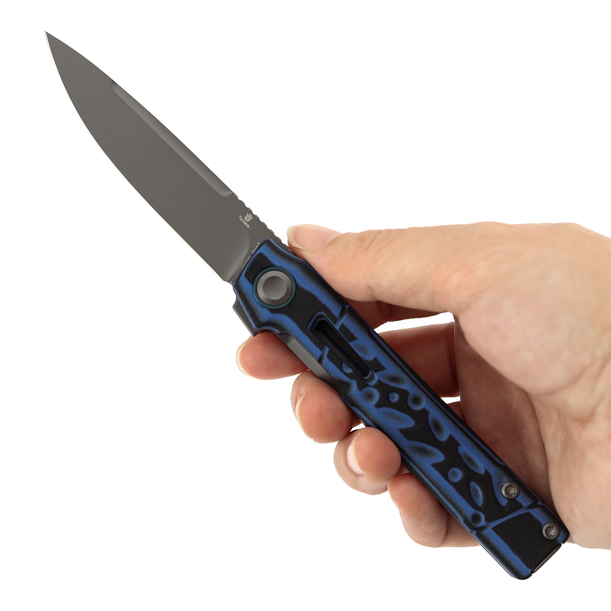 Tenable Kitpu Folding Knife | 2.9'' Gray TiCn Coated Nitro-V Blade | Blue & Black G10 Handle | Jonathan Styles Design - B2123A1