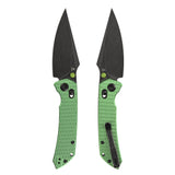 Fenrir Cross Bar Lock Folding Knife| 3.48'' Blackwash Nitro-V Blade | Green Anodized Aluminum with Diamond Patter Handle | Sparrow Knife Design| T1034V16