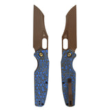Tenable Tuckamore Folding Knife | 3.54" Rose Gold Nitro V | Blue & Yellow Vortex Micarta | Jonathan Styles Design - B1052A3