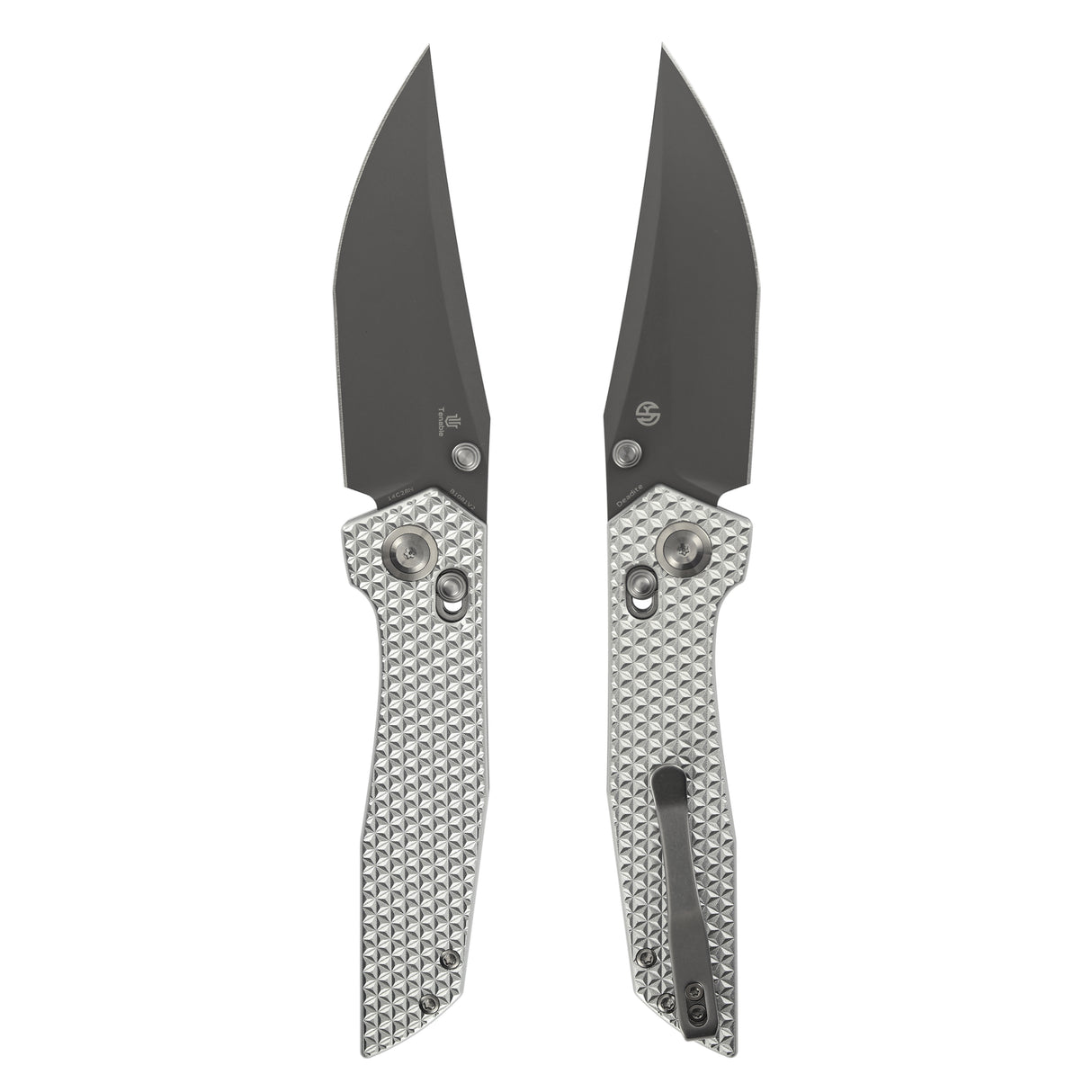 Tenable Deadite Cross Bar Lock Knife | 3.52" Gray TiCn Coated 14C28N Blade | Silver Aluminum Handle | TuffKnives Design - B1081V2