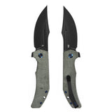 Orion Flipper Folding Knife | Green Micarta Handle | 3.07" Blackwash Nitro V with CNC Milling Blade | JB Stout Design | B1089C4