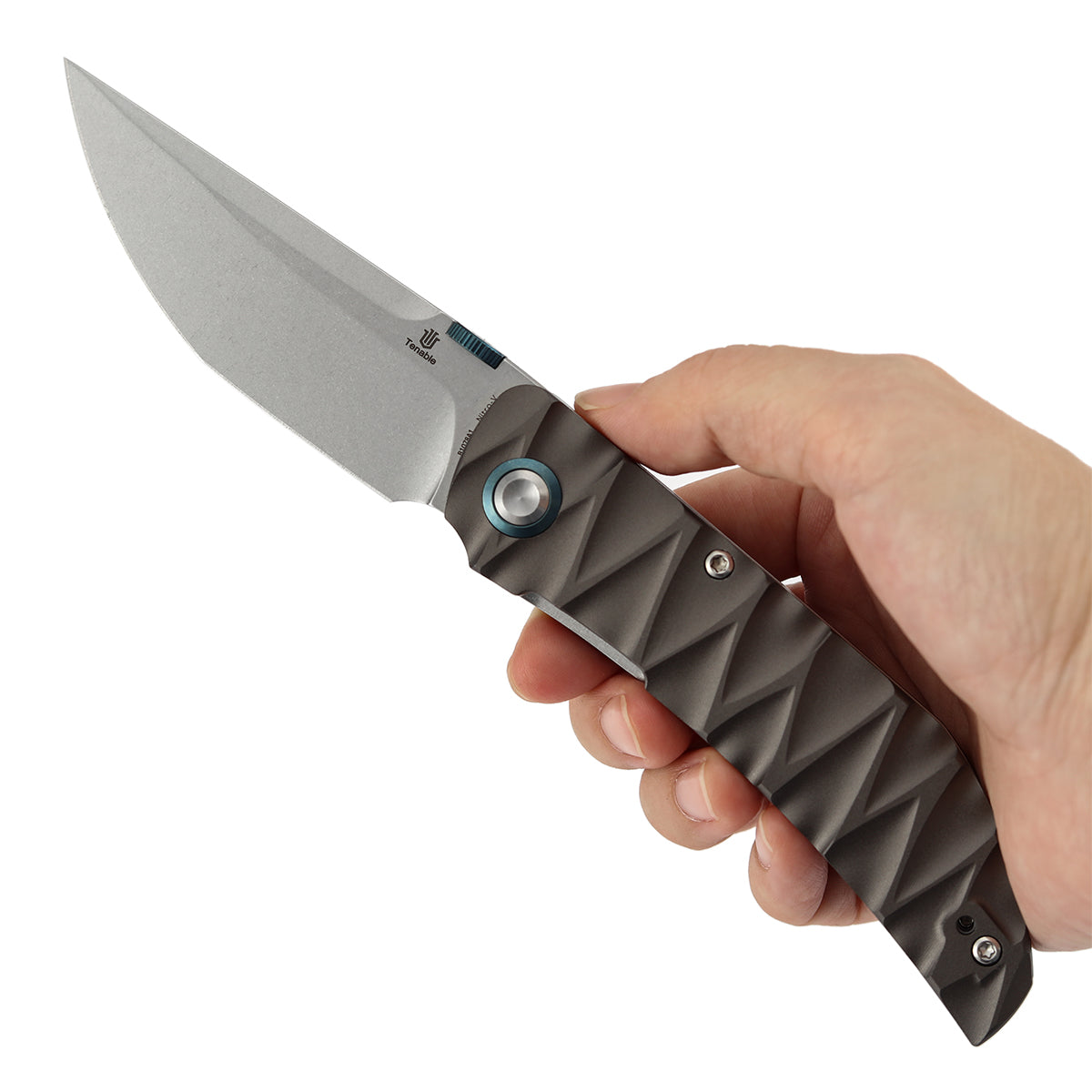 Tenable Tarkin Liner Knife | 3.4" Nitro-V Blade | Gray Aluminum Handle | Matthew Christensen Design | B1078A1