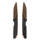 Tenable Mini Warrior Liner Lock Knife | 2.9" Rose Gold Nitro-V Blade | Twill Carbon Fiber & G10 Handle | Kim Ning Design - B2005A4