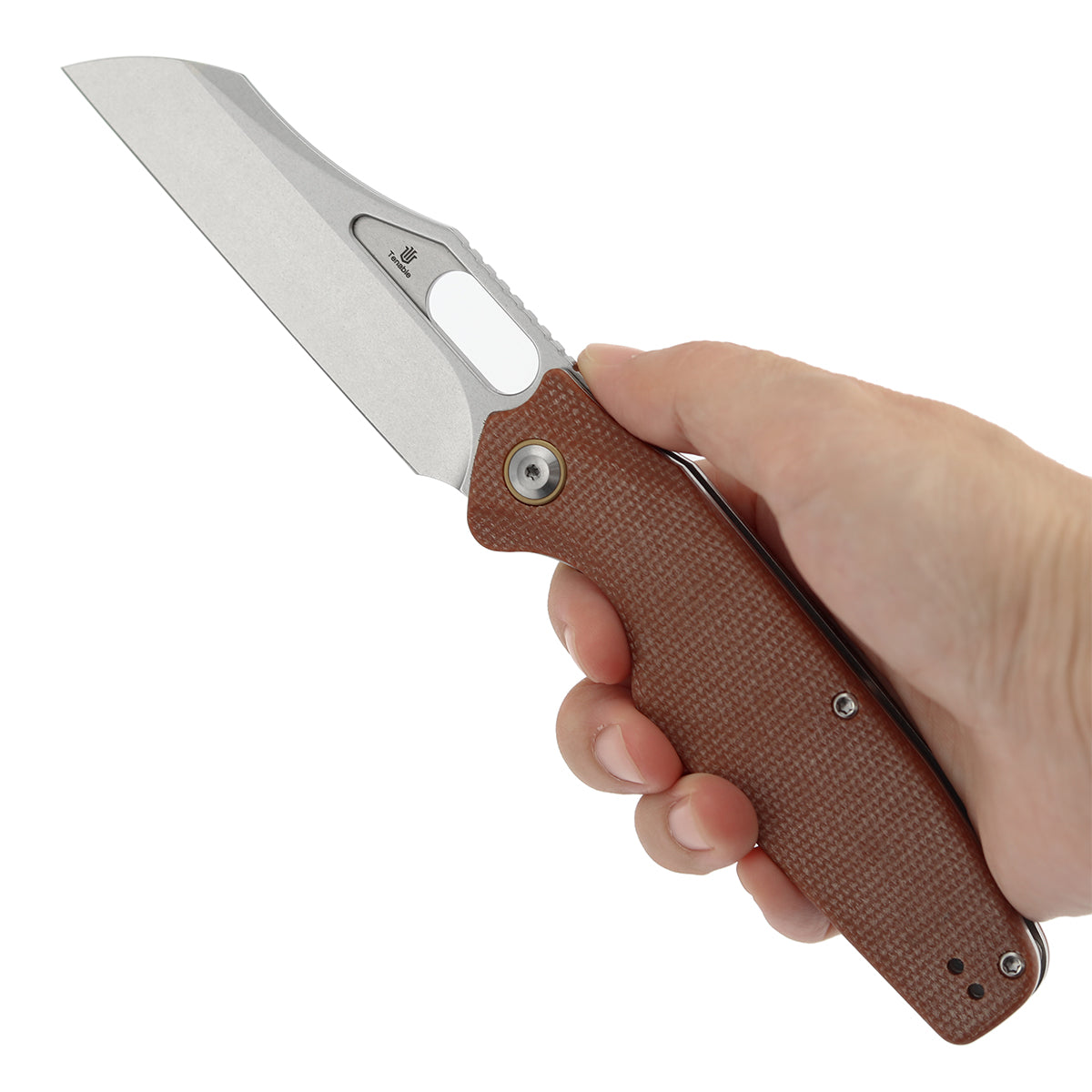 Tenable Tuckamore Folding Knife | 3.54" Stonewashed Nitro V | Brown Micarta | Jonathan Styles Design - B1052A2
