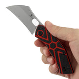Pre-Order ：Ships by Aug. 10 | Tenable Osprey Folding Knife | 2.22" Stonewashed Nitro-V | Twill Carbon Fiber & Red G10 Handle | Triple Stripe Knives Design - B2087A3