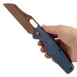 Tenable Tuckamore Folding Knife | 3.54" Rose Gold Nitro V | Blue & Yellow Vortex Micarta | Jonathan Styles Design - B1052A3