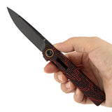 Tenable Kitpu Folding Knife | 2.9'' Blackwash Nitro-V Blade | Black & Red G-Mascus Handle | Jonathan Styles Design - B2123A4