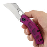Pre-Order： Ships by Aug. 10 | Tenable Osprey Folding Knife | 2.22" Stonewashed Nitro-V | Purple PC Handle | Triple Stripe Knives Design - B2087A1