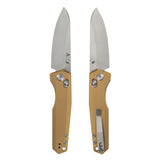 Tenable Beaver Cross Bar Lock Folding Knife Bronze Aluminum Handle (3.44'' Stonewashed Nitro-V Blade) Kim Ning Design-T1105V8