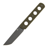 Tenable Foosa Fixed Blade Knife - 3.06'' Gray TiCn Coated D2 Blade | Olive Green G10 Handle | Rolf Helbig Design - G2020A4