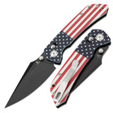 Tenable Fenrir Cross Bar Lock | Jade G10 with American Flag Handle | 3.49" Blackwashed Nitro-V Blade | Sparrow Knife Design | T1034V9