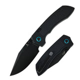 Tenable Entity Top Liner Lock Folding Knife | 3.52“ Blackwash 14C28N Blade | Black G10 Handle | Nalu Knives Design - B1036H3