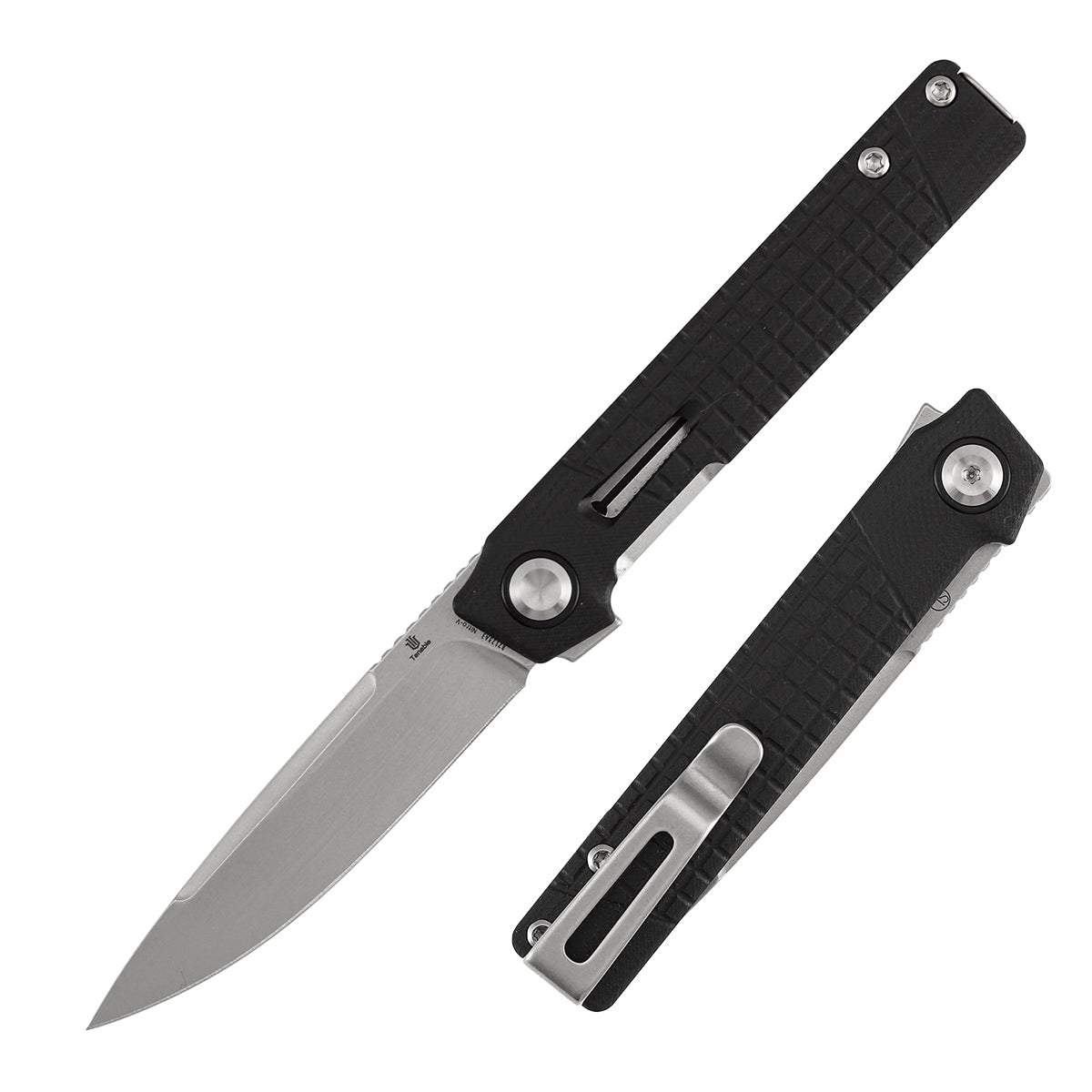 Tenable Kitpu Folding Knife | 2.9'' Stonewashed Nitro-V Blade | Black G10 with Frag Pattern Handle | Jonathan Styles Design - B2123A3
