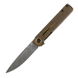 Tenable Kitpu Folding Knife | 2.9'' Water Ripple Damascus Blade | Amber PEI/Ultem with Frag Pattern Handle | Jonathan Styles Design - B2123A5