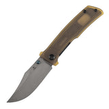 Tenable Bison Folding Knife | 3.24'' Water Ripple Damascus Blade | Amber PEI/Ultem Handle | Ray Laconico Knives Design | B2108A5
