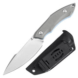 Tenable Luccio Fixed Blade Knife with Grey G10 Handle (3.81" Stonewashed 14C28N Blade) - Bolt Vision Design - G007A4