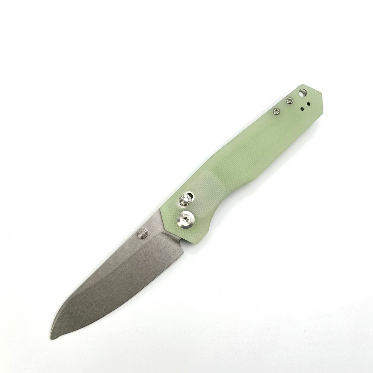 Tenable Beaver Cross Bar Lock Folding Knife Jade G10 Handle (3.44'' Stonewashed Nitro-V Blade) Kim Ning Design-T1105V4