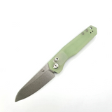 Tenable Beaver Cross Bar Lock Folding Knife Jade G10 Handle (3.44'' Stonewashed Nitro-V Blade) Kim Ning Design-T1105V4
