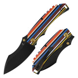 Tenable Pelican XL Folding knife | 3.5" Black TiCn Coated Nitro V Blade | Multicolor Striped G-mascus Handle | Kmaxrom Design Design - B0018A2