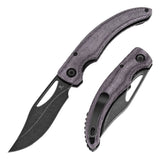 Tenable Gideon Folding Knife Purple Micarta Handle (3.5'' Blackwash Nitro V Blade) Dead Sober Design--T1119A4