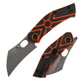Pre-Order ：Ships by Aug. 10 | Tenable Osprey Folding Knife | 2.22" Water Ripple Damascus | Twill Carbon Fiber & Orange G10 Handle | Triple Stripe Knives Design - B2087A4