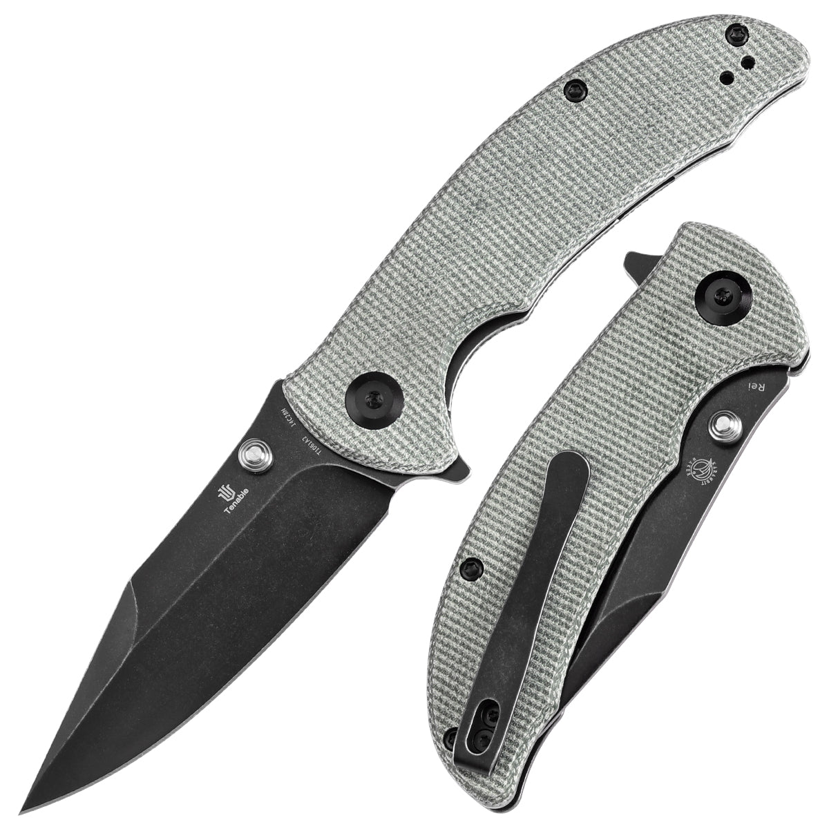 Tenable Rei Folding Knife Green Micarta Handle (3.3