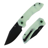 Tenable Entity Top Liner Lock Folding Knife | 3.52“ Blackwash 14C28N Blade | Glow-in-the-Dark Green G10 Handle | Nalu Knives Design - B1036H2