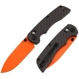 Tenable Kryo Cross Bar Twill Carbon Fiber+G10 Handle | 3.58‘’ Orange Coated 14C28N Blade | Kim Ning Design-T1001V12