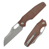 Tenable Tuckamore Folding Knife | 3.54" Stonewashed Nitro V | Brown Micarta | Jonathan Styles Design - B1052A2
