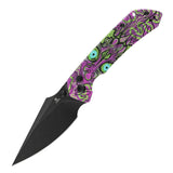 Fenrir Button Lock Knife | Jade G10 with Purple Undead Print Handle | 3.45" Blackwash 14C28N Blade| Sparrow Knife Design | T1034F7