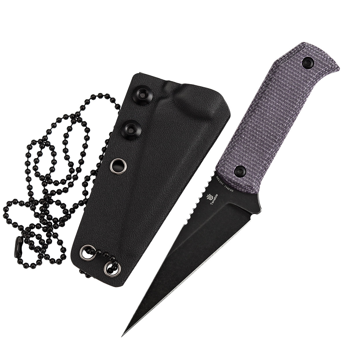 Pre-Order：Ships by Aug. 20 | Tenable ToothPik Fixed Blade | 3.04“ Blackwash 14C28N Blade | Purple Micarta Handle | Pinkerton Knives Design - G020A1