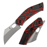 Pre-Order ：Ships by Aug. 10 | Tenable Osprey Folding Knife | 2.22" Stonewashed Nitro-V | Twill Carbon Fiber & Red G10 Handle | Triple Stripe Knives Design - B2087A3