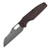 Tenable Tuckamore Folding Knife | 3.54" Water Ripple Damascus | Red & Black Rose Pattern Carbon Fiber | Jonathan Styles Design - B1052A4