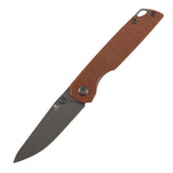 Tenable Mini Warrior Liner Lock Knife | 2.9" Gray TiCn Coated Nitro-V  Blade | Brown Micarta Handle | Kim Ning Design - B2005A3