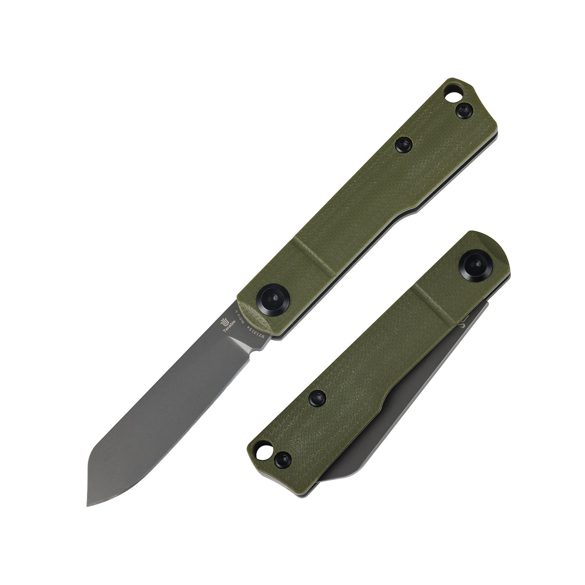 Tenable Riflestock Lock Back Folding knife | 2.34" Gray TiCn Coated Nitro V Blade | Olive Green G10 Handle | Nick Swan Knives Design - B2131S4