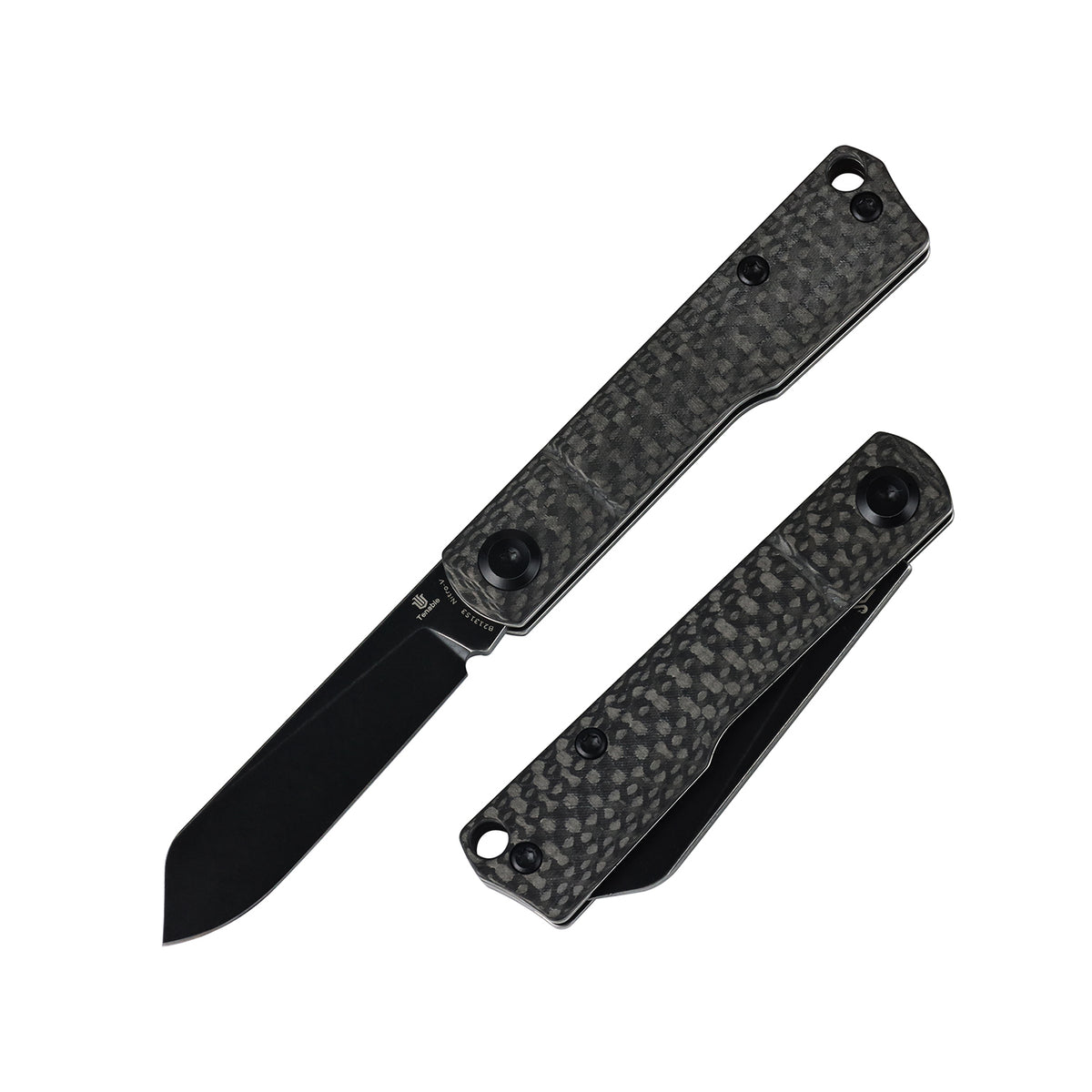 Tenable Riflestock Lock Back Folding knife | 2.34" Blackwash Nitro V Blade | Twill Carbon Fiber Handle | Nick Swan Knives Design - B2131S3