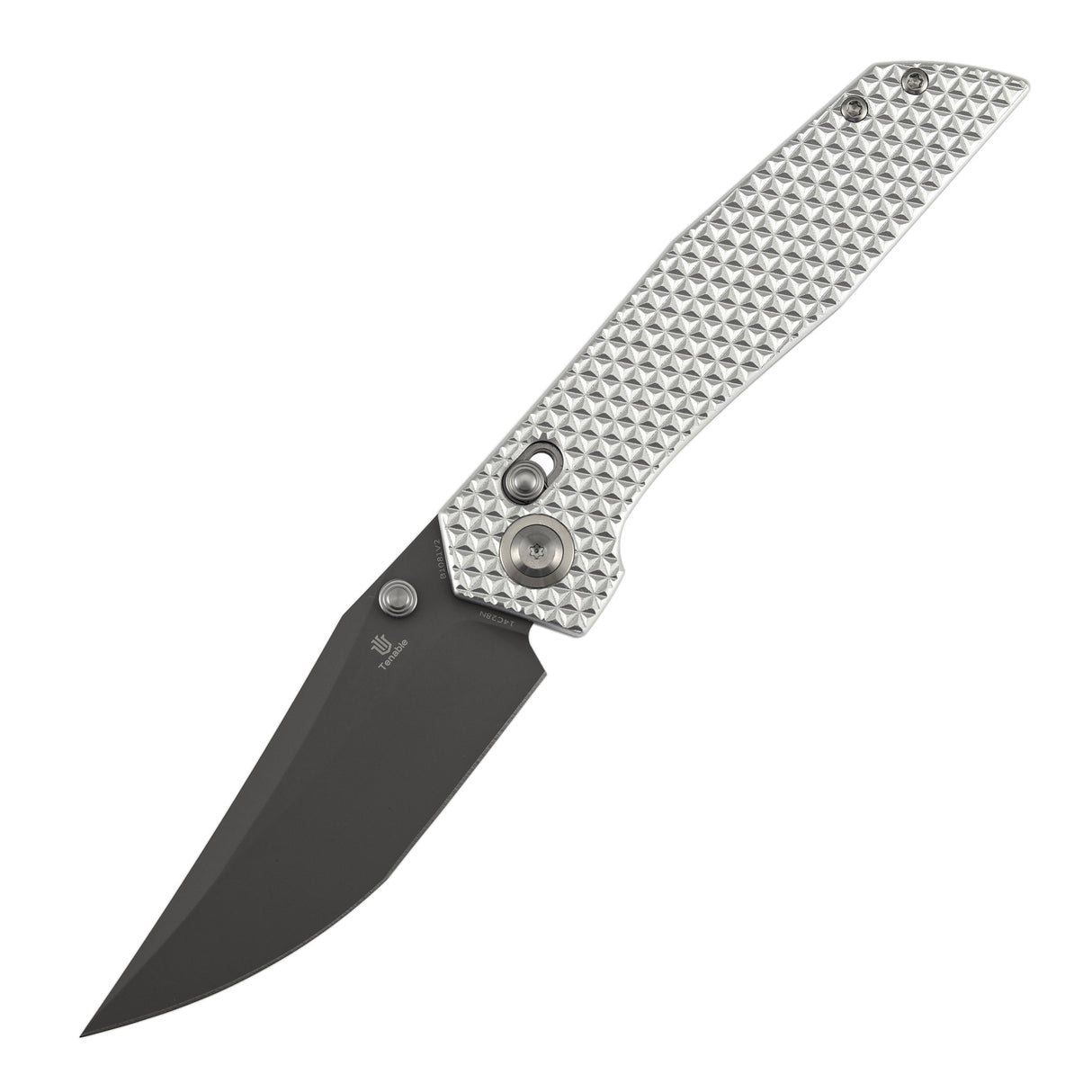 Tenable Deadite Cross Bar Lock Knife | 3.52" Gray TiCn Coated 14C28N Blade | Silver Aluminum Handle | TuffKnives Design - B1081V2