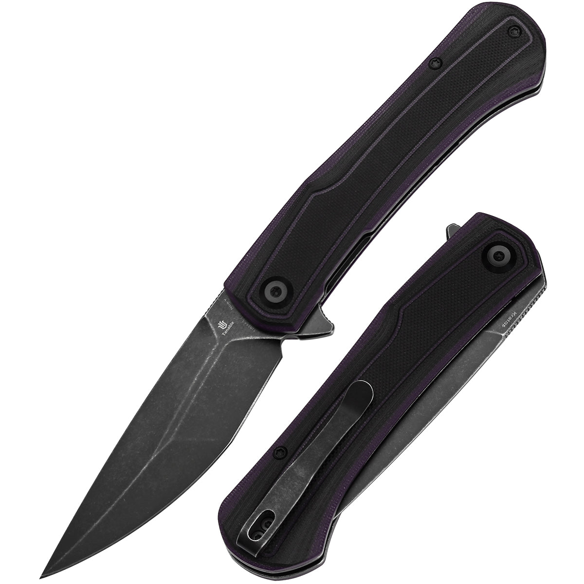 Tenable Kratos Folding Knife Black and Purple G10 Handle(3.79