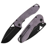 Pre-order: Ships on the Nov. 21st - Tenable Bömbur Folding Knife Purple Micarta Handle (3.53'' Blackwashed D2 Blade) Midgards Messer Design--T1054A6