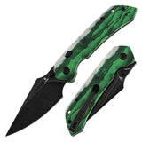 Tenable Fenrir Top Liner Lock Folding Knife| 3.4“ Blackwash D2 Blade | Jade G10 with Green Misty Mountain Inspired Pattern Handle | Sparrow Knife Design | B1034H12