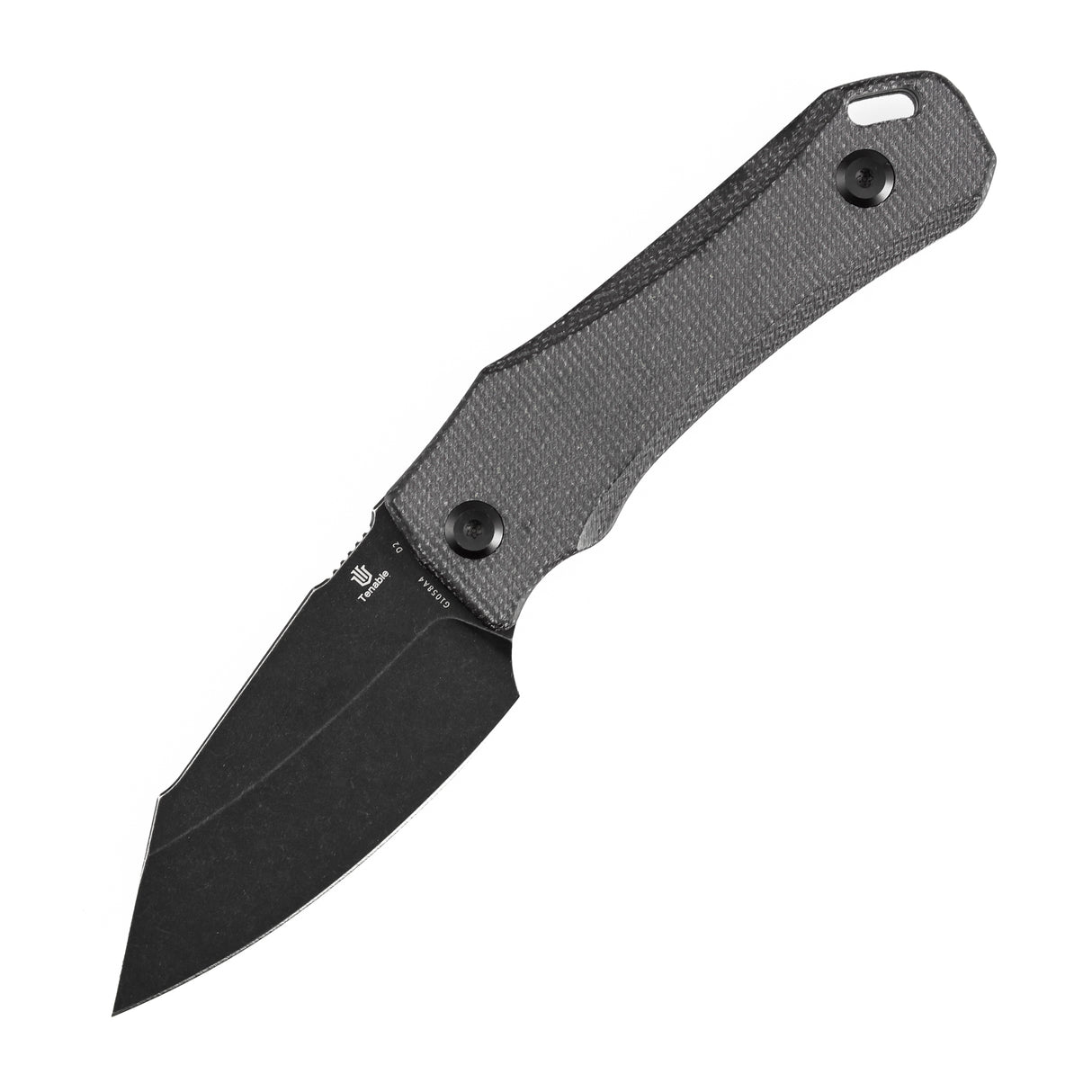 Tenable Loki Fixed Blade Knife |2.99"  Blackwash D2 Blade | Black Micarta Handle | Steven Dunnuck Design | G1058A4