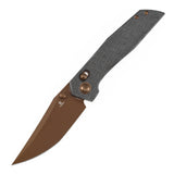 Tenable Deadite Cross Bar Lock Knife | 3.52" Rose Gold 14C28N Blade | Black Micarta Handle | TuffKnives Design - B1081V3
