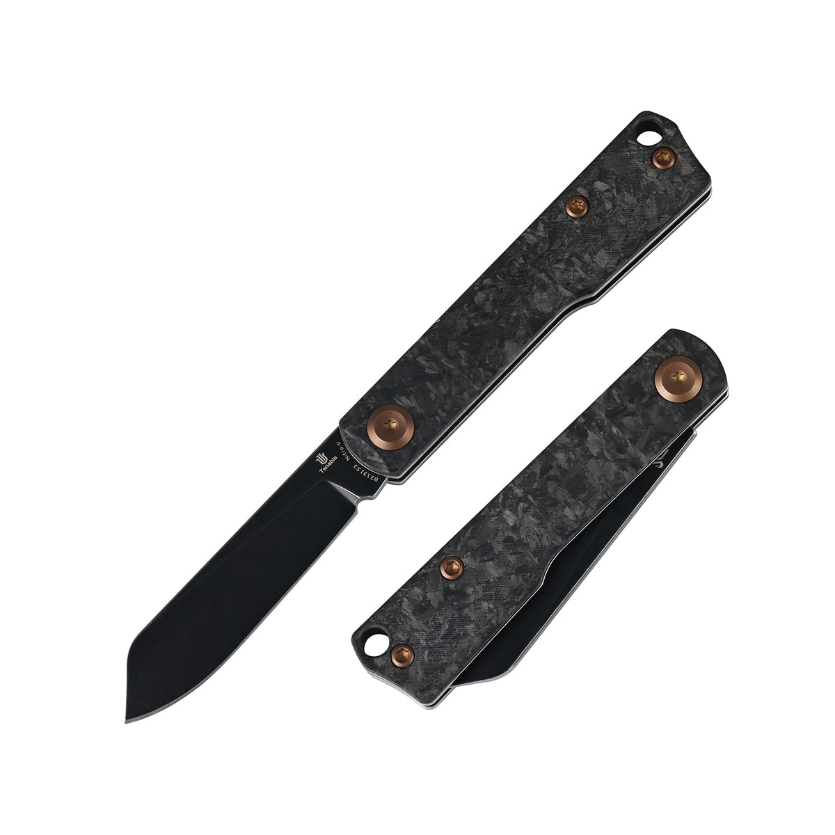 Tenable Riflestock Lock Back Folding knife | 2.34" Blackwash Nitro V Blade | Shred Carbon Fiber Handle | Nick Swan Knives Design - B2131S2