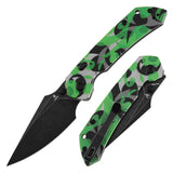 Tenable Fenrir Top Liner Lock Folding Knife| 3.4“ Blackwash D2 Blade | Jade G10 with Green Camouflage Pattern Handle | Sparrow Knife Design | B1034H13