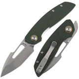 Tenable Link Folding Knife | 3.0" Stonewashed 14C28N Blade | Green Micarta Handle| Triple Stripe Knives Design | B1068A5