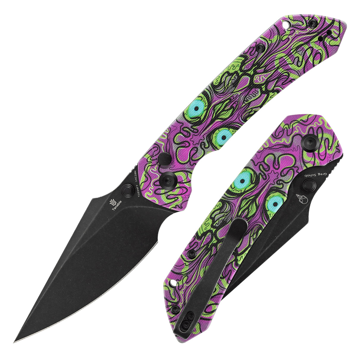 Tenable Fenrir Button Lock Knife | Jade G10 with Purple Undead